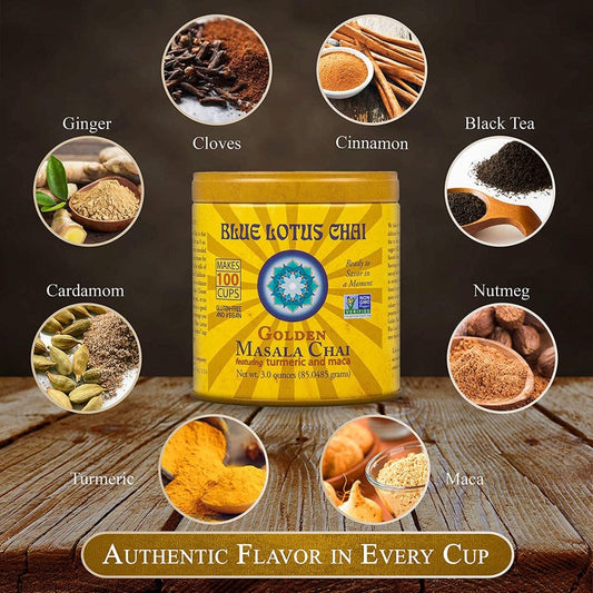 Blauer Lotus Chai Nicht-GVO Goldener Masala Chai Tee 85 g