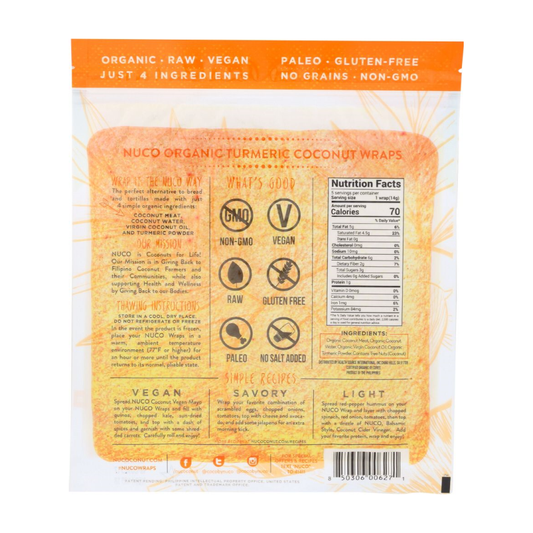 NUCO Organic Coconut Wraps Kurkuma 7 g