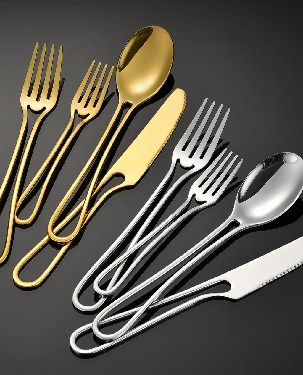 Minimalistischer Schnitt Griff Edelstahl Flatware 5-teiliges Set