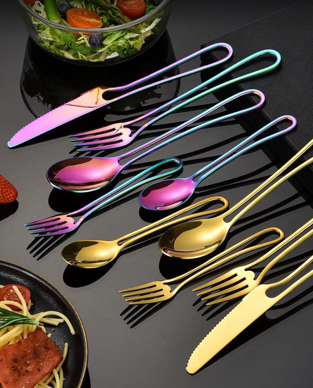 Minimalistischer Schnitt Griff Edelstahl Flatware 5-teiliges Set