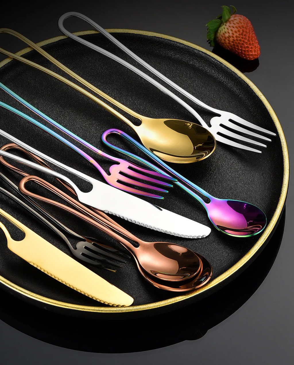 Minimalistischer Schnitt Griff Edelstahl Flatware 5-teiliges Set