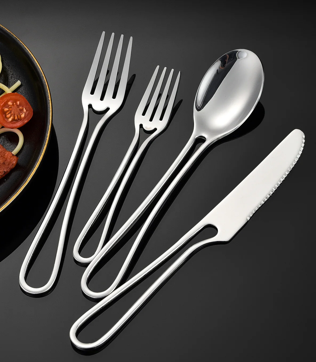 Minimalistischer Schnitt Griff Edelstahl Flatware 5-teiliges Set
