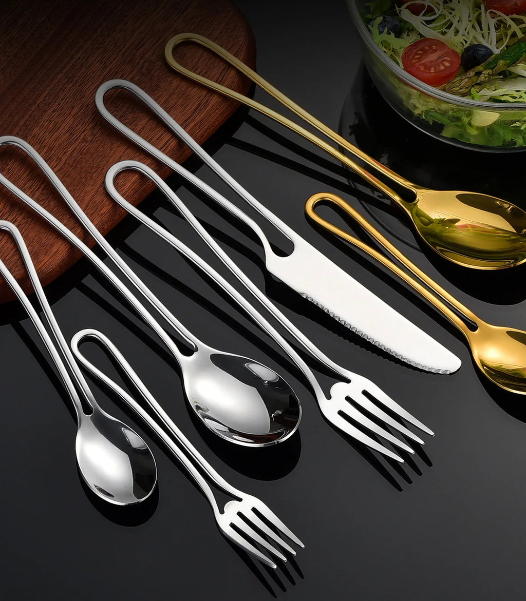 Minimalistischer Schnitt Griff Edelstahl Flatware 5-teiliges Set