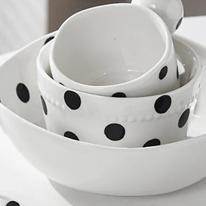 Farmhouse Schwarz Polka Dot Style unregelmäßig geformte Keramik-Dinnerware