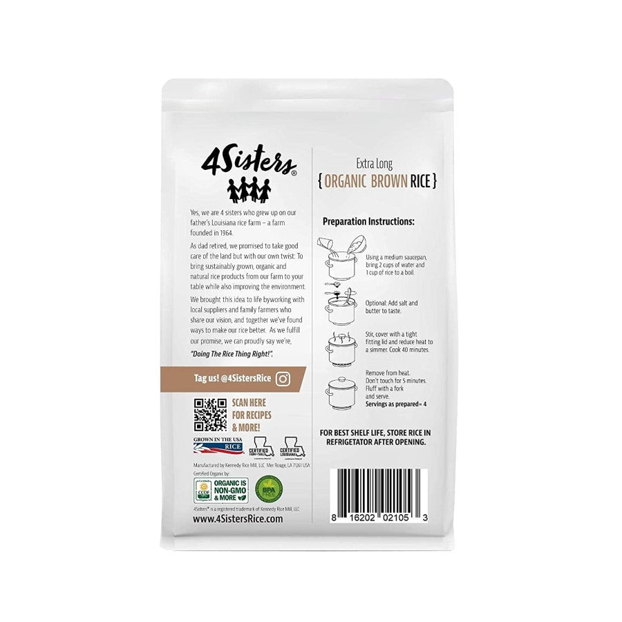 4 Schwestern Extra Langkorn Organic Braun Rice 907 g
