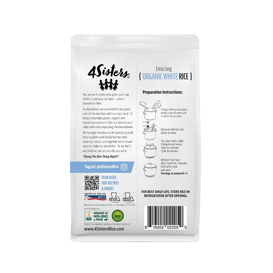 4 Schwestern Extra Langkorn Organic Weiß Rice 907 g