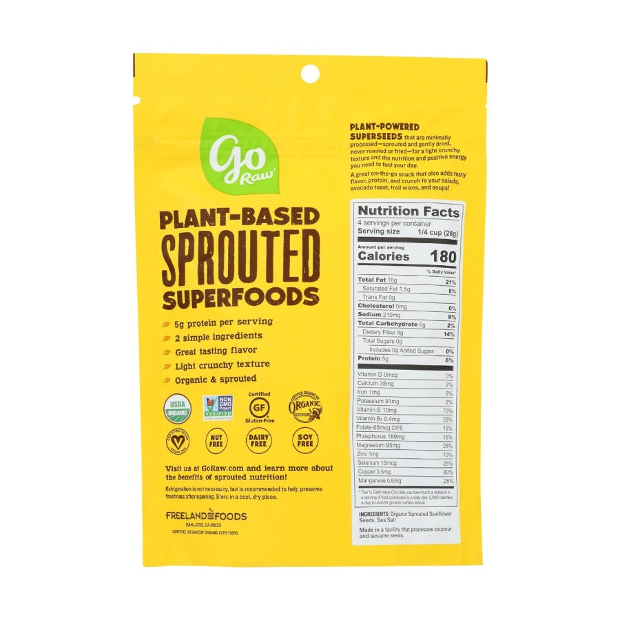 Go Raw Sprouted Organic Sonnenblumensamen mit Meersalz