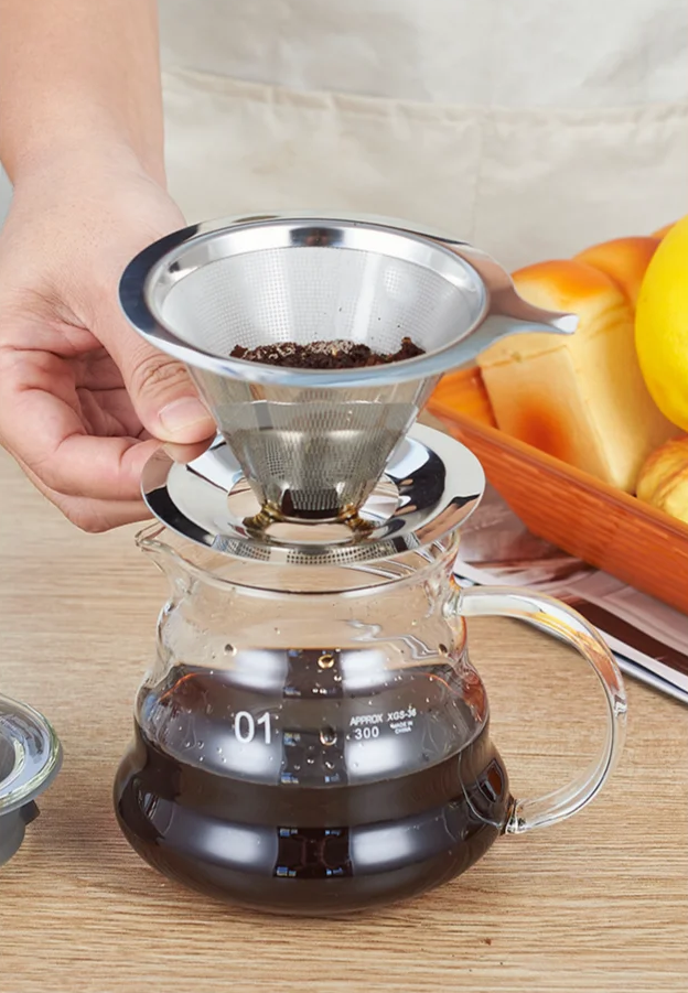 Wiederverwendbarer Edelstahl, über Kegel Kaffeefilterkorb