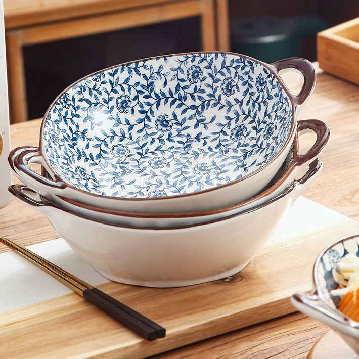 Farmhouse mediterranen Stil unregelmäßig geformte Keramikschalen mit Griffen