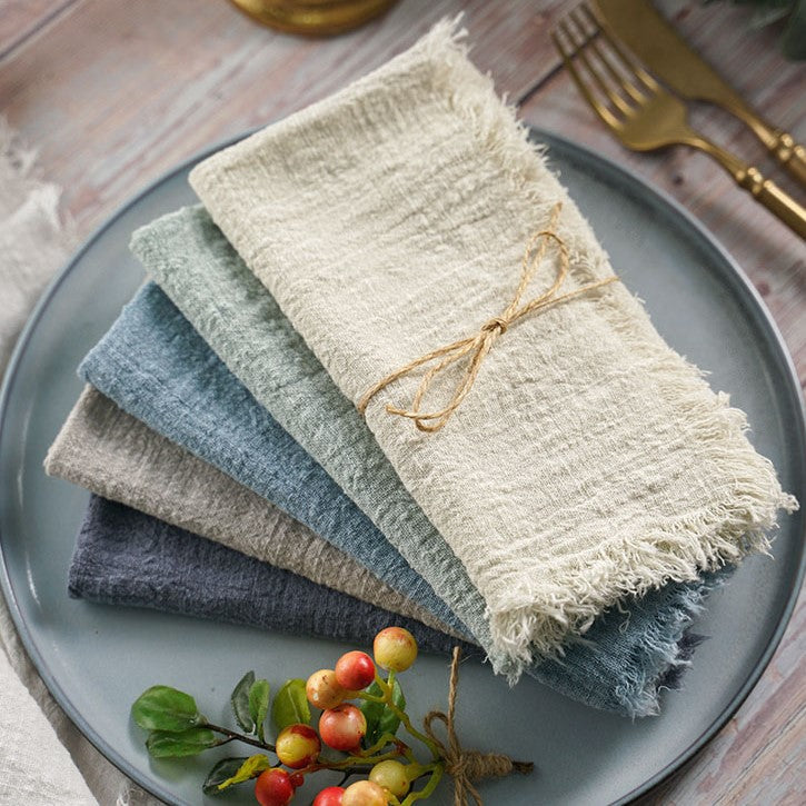 Reine Baumwolle Rustikal Style Gauze Tuch Servietten 4er-Set