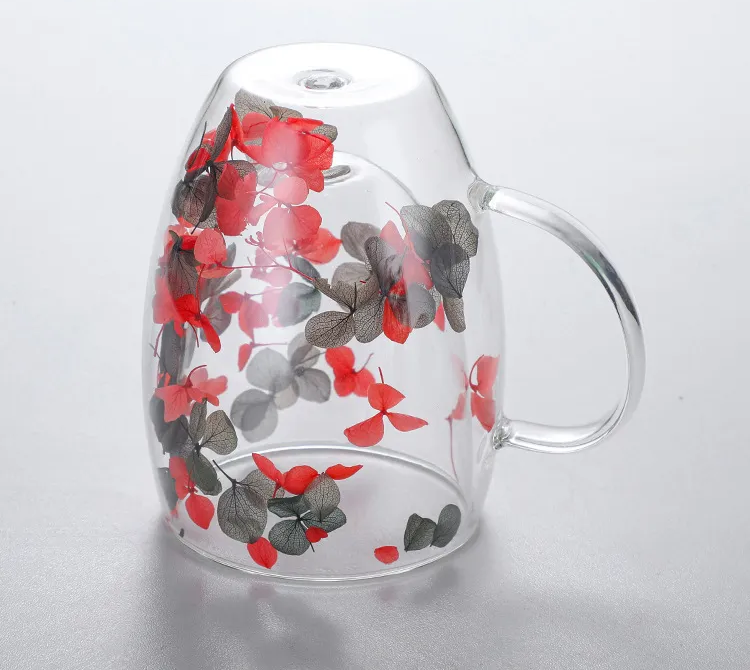 Petal Fancy Getrocknete Blumen Doppelwand Glasbecher