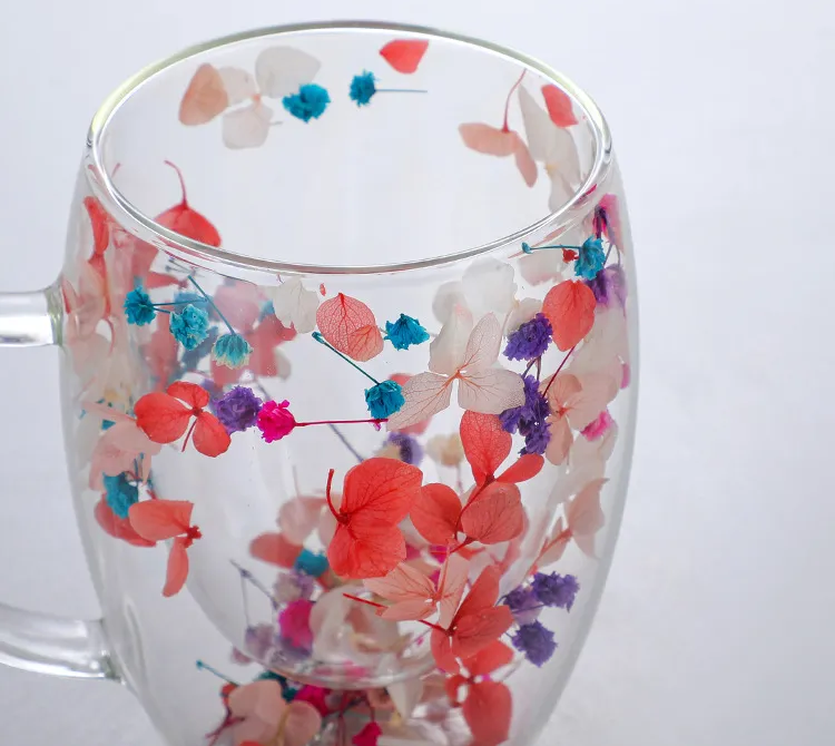 Petal Fancy Getrocknete Blumen Doppelwand Glasbecher