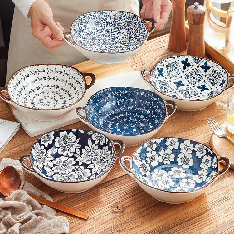 Farmhouse mediterranen Stil unregelmäßig geformte Keramikschalen mit Griffen