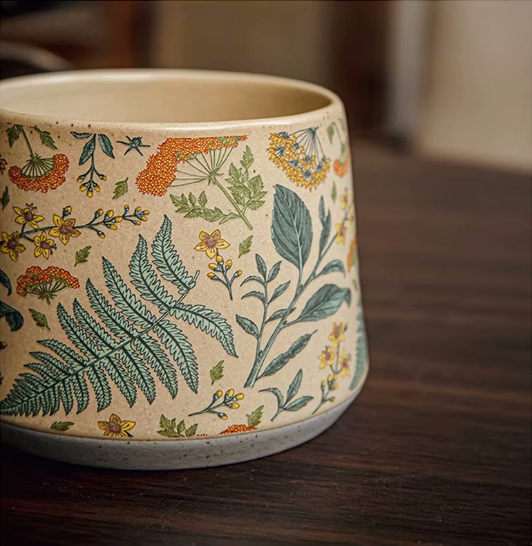 Verzaubernde Botanicals Keramikbecher, Lid & Spoon Set