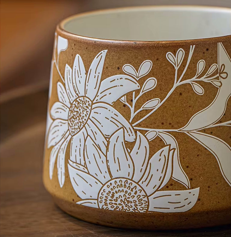 Verzaubernde Botanicals Keramikbecher, Lid & Spoon Set