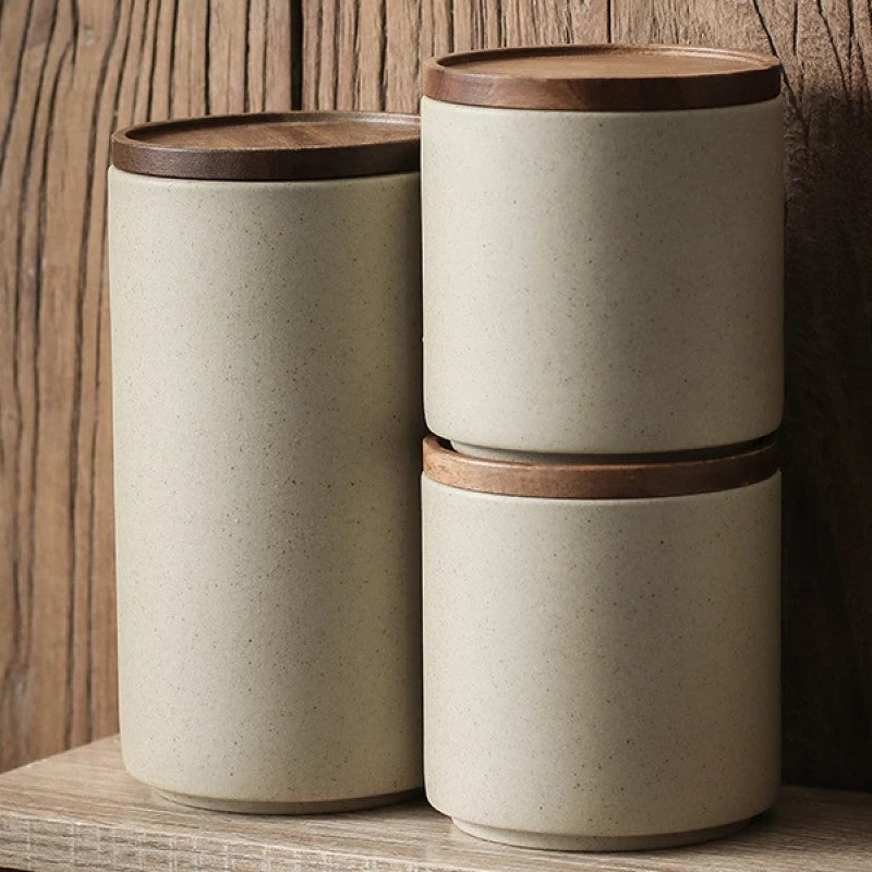 Organic Modern Style Holz & Keramik Siegelbare Lebensmittel Lager Gläser