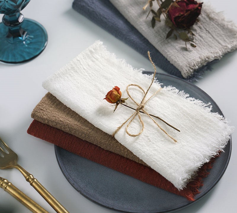 Reine Baumwolle Rustikal Style Gauze Tuch Servietten 4er-Set