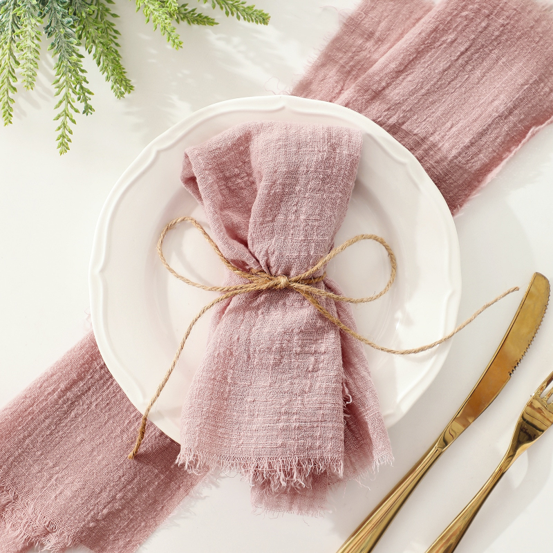 Reine Baumwolle Rustikal Style Gauze Tuch Servietten 4er-Set