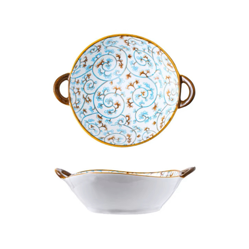 Farmhouse Oriental Style unregelmäßig geformte Keramikschalen mit Griffen