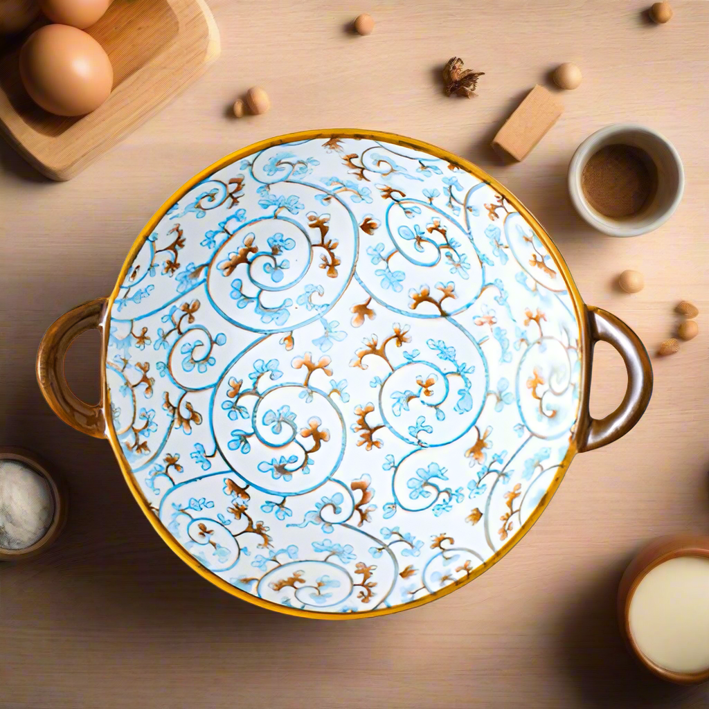 Farmhouse Oriental Style unregelmäßig geformte Keramikschalen mit Griffen