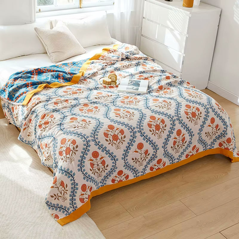 Regal Blumen Reversible Cotton Steppdecke Coverlet Leichte Bettwäsche