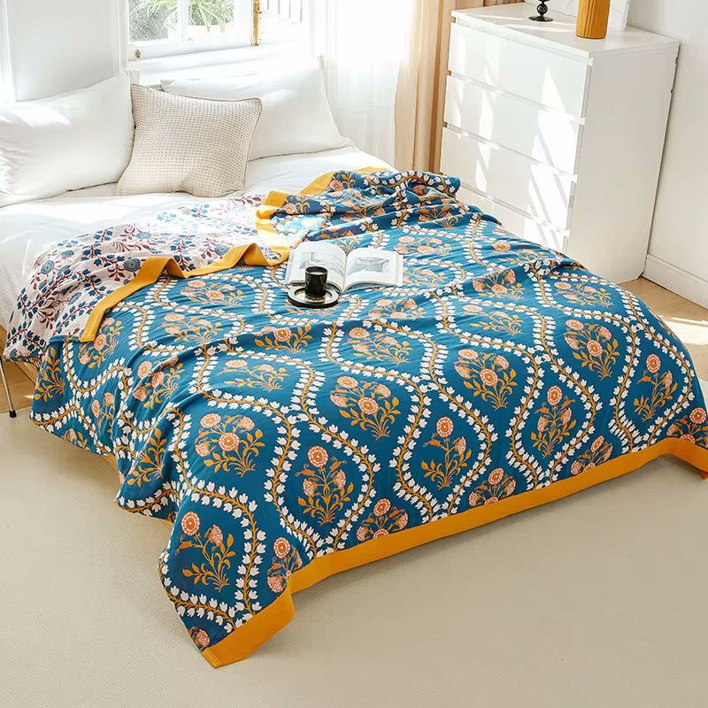 Regal Blumen Reversible Cotton Steppdecke Coverlet Leichte Bettwäsche