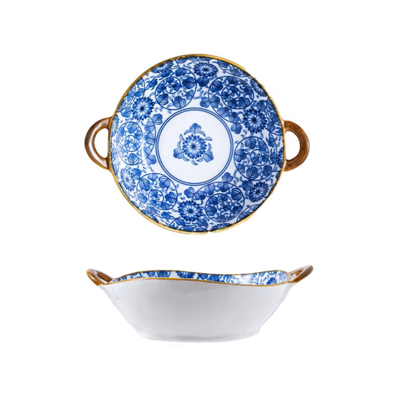 Farmhouse Oriental Style unregelmäßig geformte Keramikschalen mit Griffen