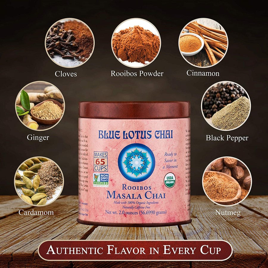 Blauer Lotus Chai Organischer Rooibos Masala Chai Tee 57 g