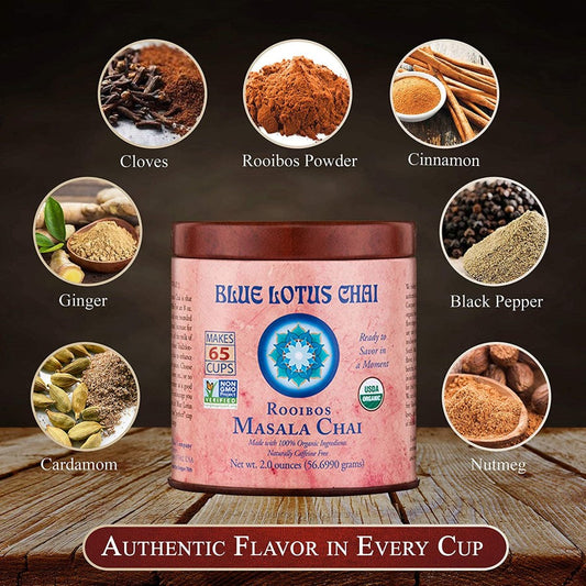 Blauer Lotus Chai Organischer Rooibos Masala Chai Tee 57 g