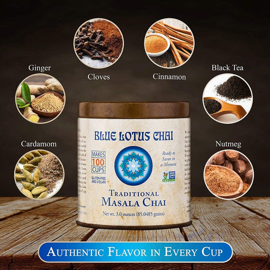 Blauer Lotus Chai Nicht-GVO Traditioneller Masala Chai Tee 85 g