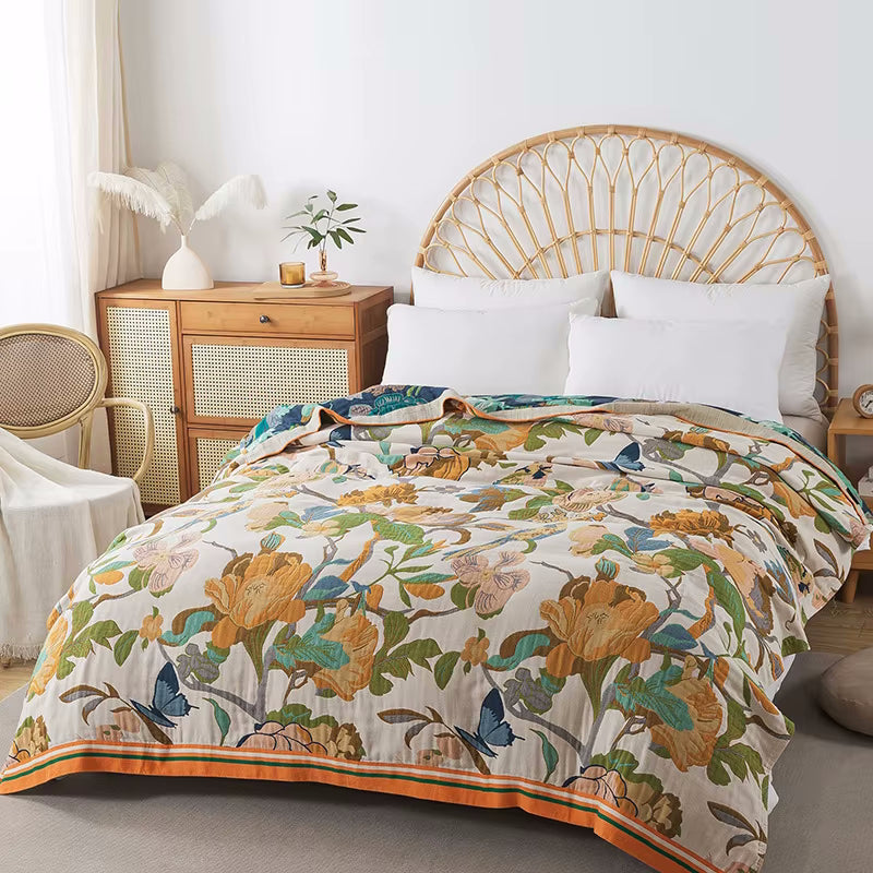 Schmetterlingshain Reversible Baumwoll Steppdecke Coverlet Leichte Bettwäsche