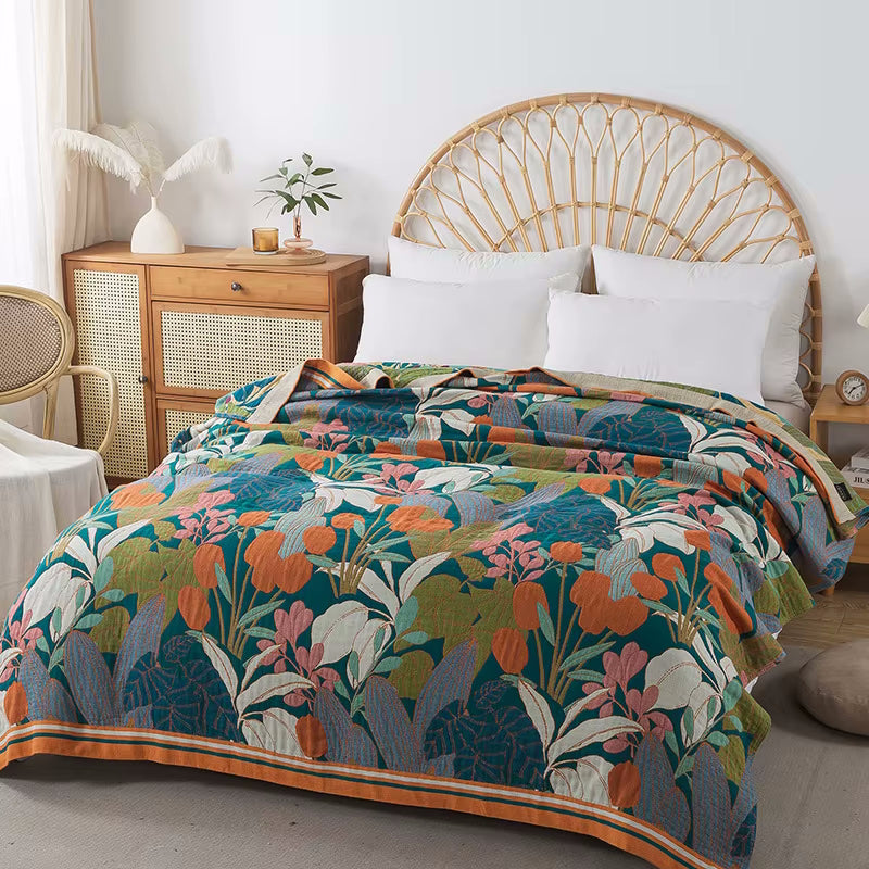 Tropische Dämmerung Reversible Baumwoll Steppdecke Coverlet Leichte Bettwäsche