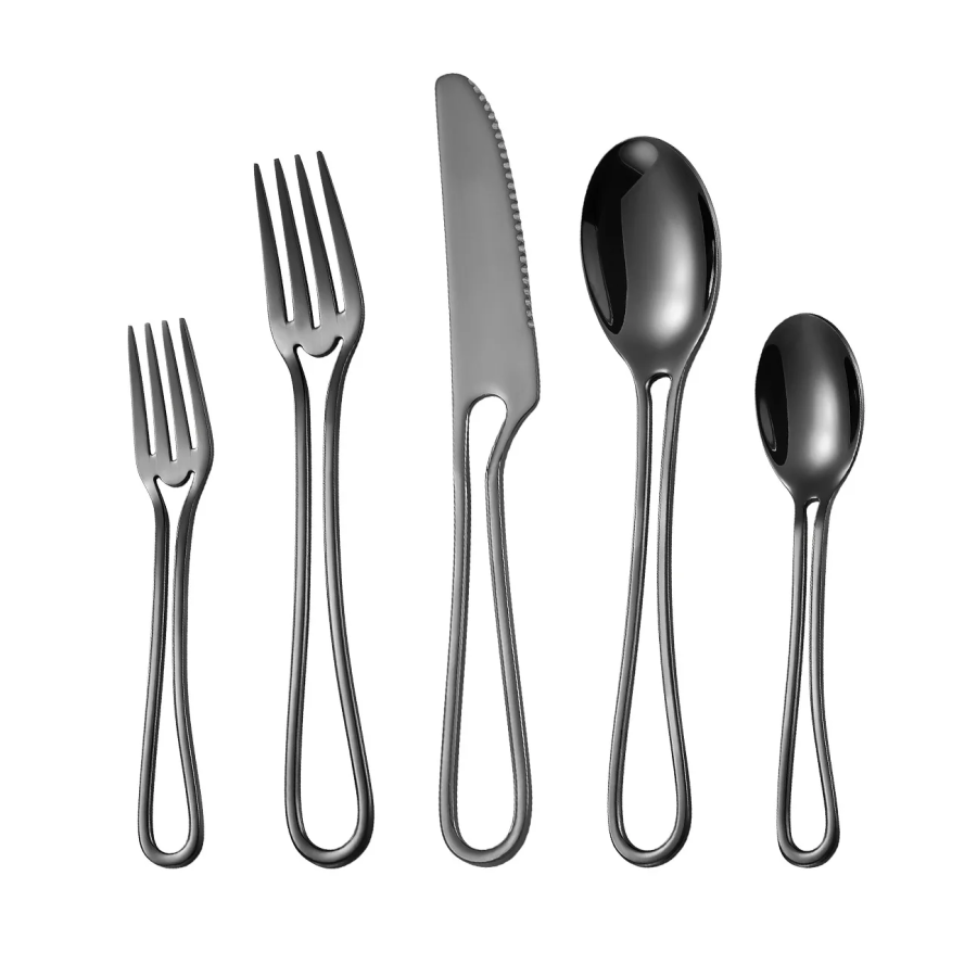 Minimalistischer Schnitt Griff Edelstahl Flatware 5-teiliges Set
