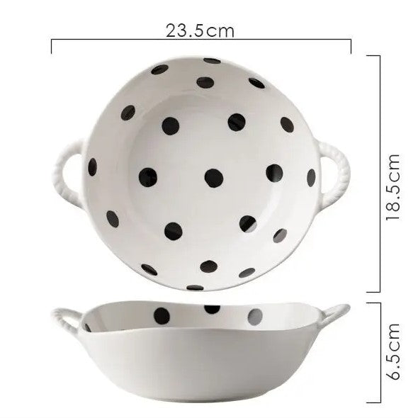 Farmhouse Schwarz Polka Dot Style unregelmäßig geformte Keramik-Dinnerware