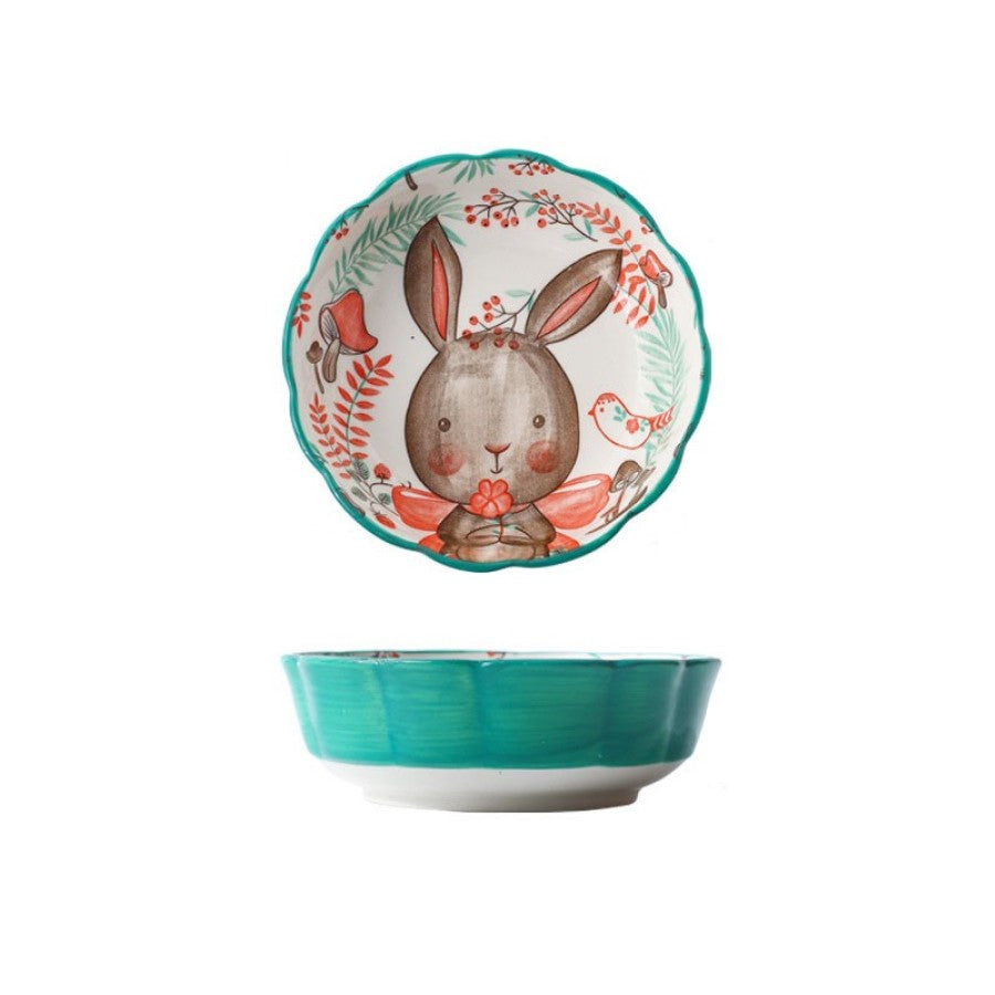 Entzückende Nordic Forest Freunde Keramik Scalloped Bowls