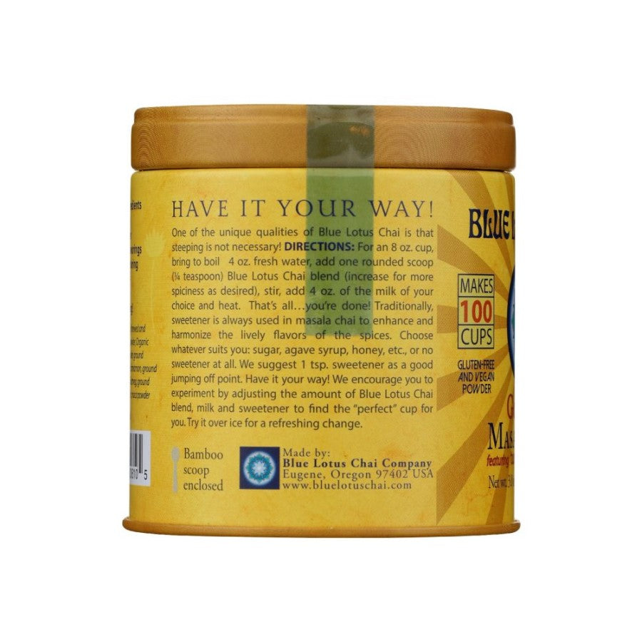 Blauer Lotus Chai Nicht-GVO Goldener Masala Chai Tee 85 g