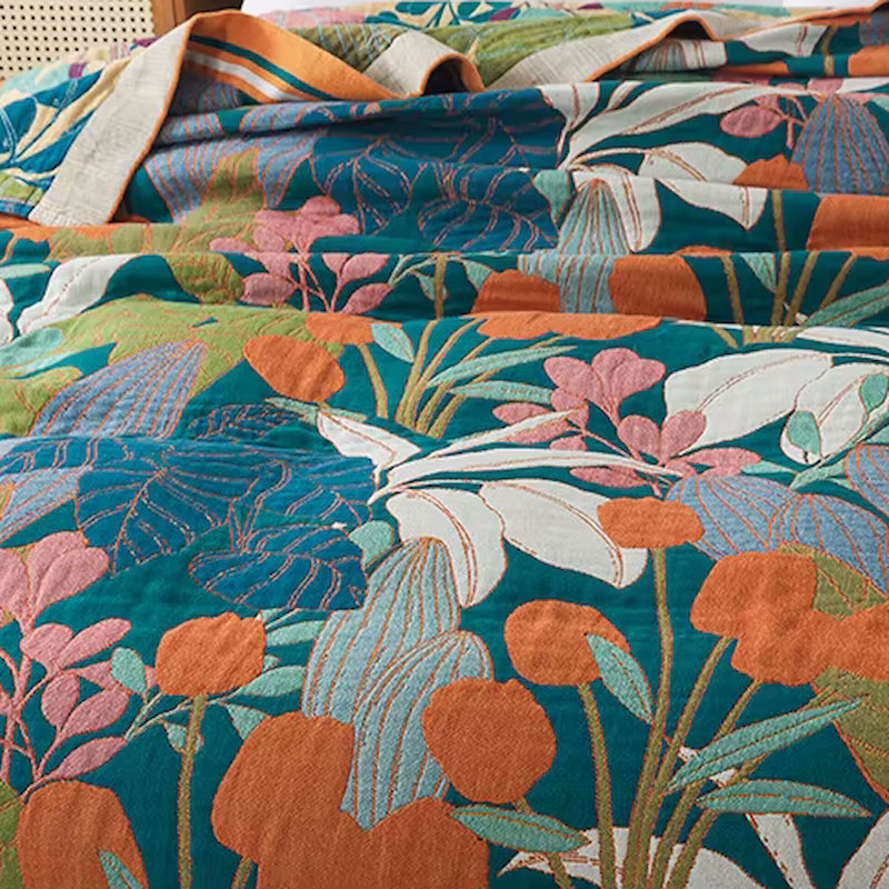 Tropische Dämmerung Reversible Baumwoll Steppdecke Coverlet Leichte Bettwäsche