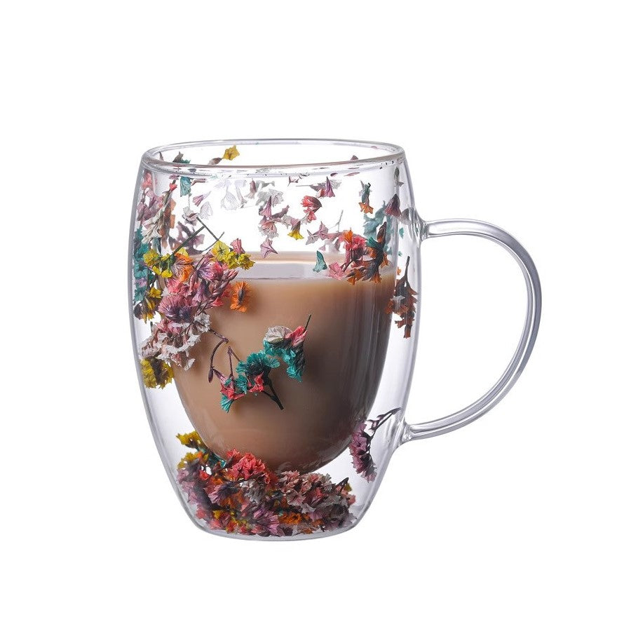 Brilliant Meadow Getrocknete Blumen Doppelwand Glasbecher