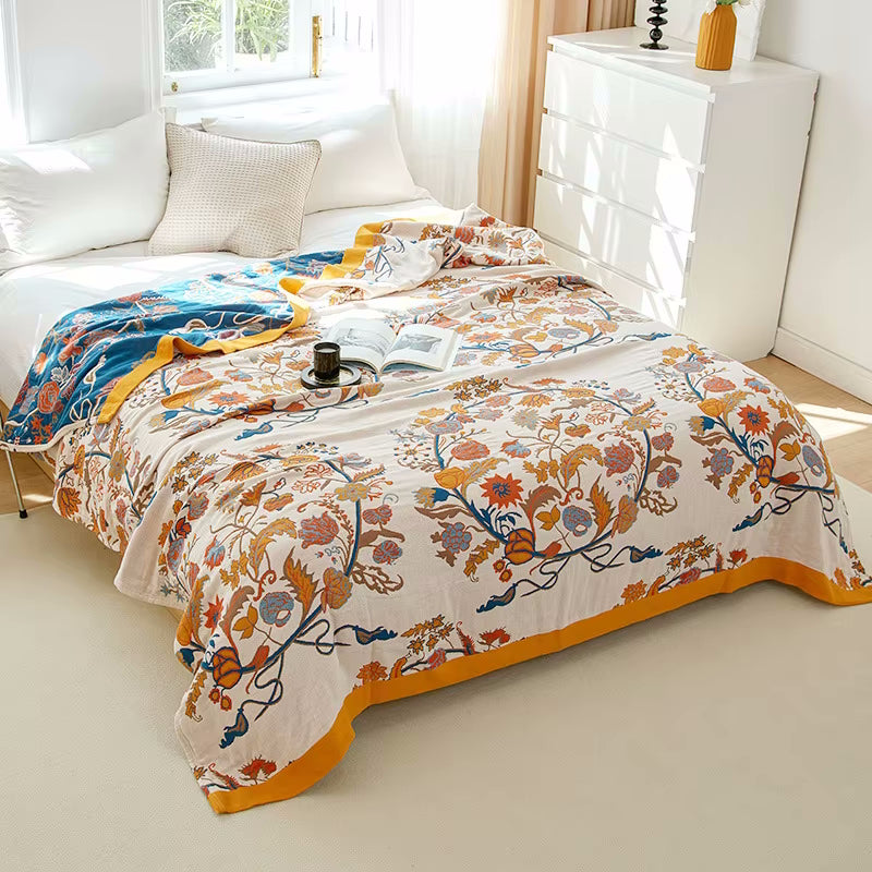 Regal Blumen Reversible Cotton Steppdecke Coverlet Leichte Bettwäsche