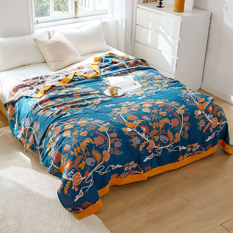 Regal Blumen Reversible Cotton Steppdecke Coverlet Leichte Bettwäsche