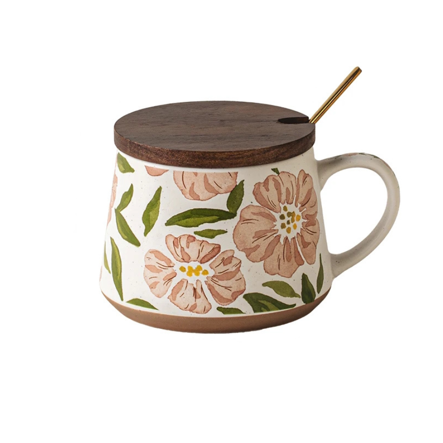 Verzaubernde Botanicals Keramikbecher, Lid & Spoon Set