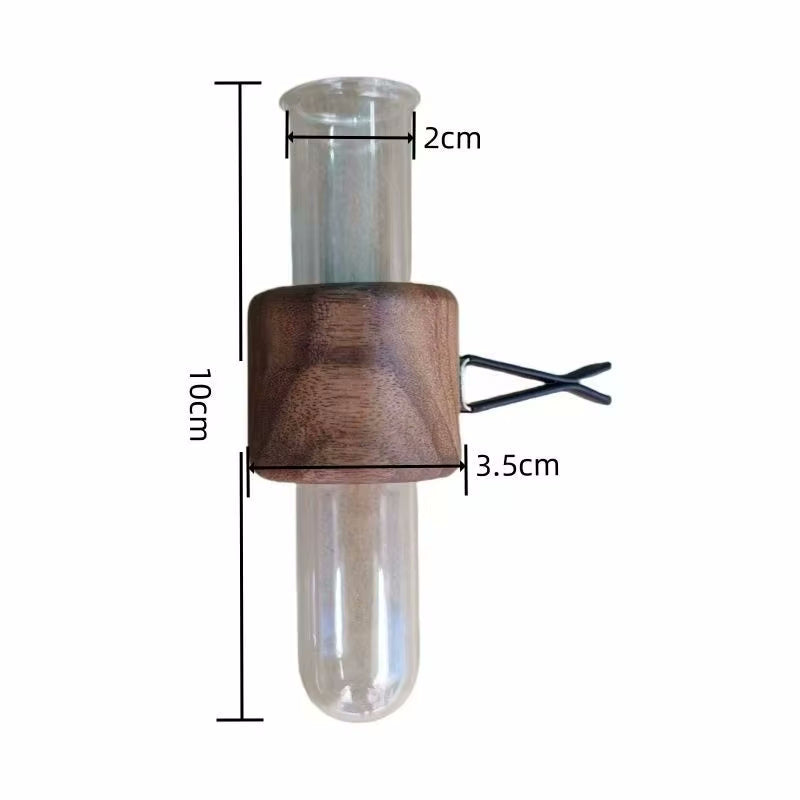 Holz & Glas Tube Car Bud Vasen mit Vent Clip
