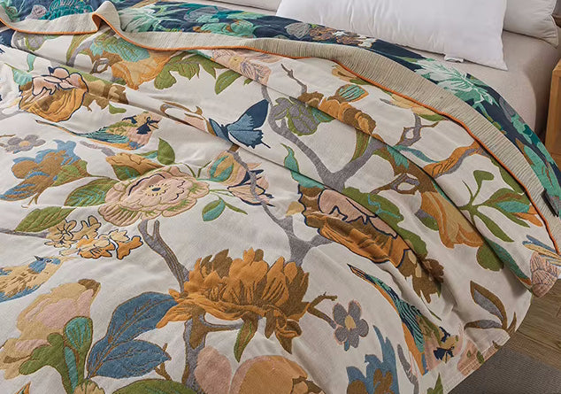 Schmetterlingshain Reversible Baumwoll Steppdecke Coverlet Leichte Bettwäsche
