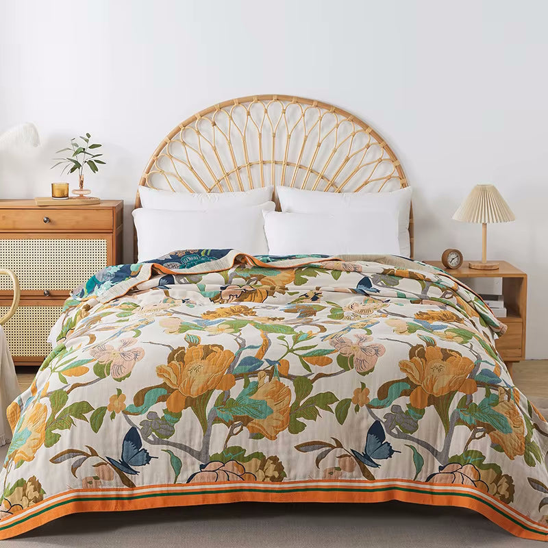 Schmetterlingshain Reversible Baumwoll Steppdecke Coverlet Leichte Bettwäsche