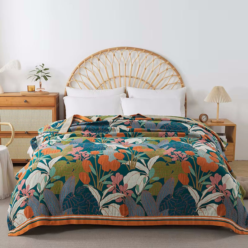 Tropische Dämmerung Reversible Baumwoll Steppdecke Coverlet Leichte Bettwäsche
