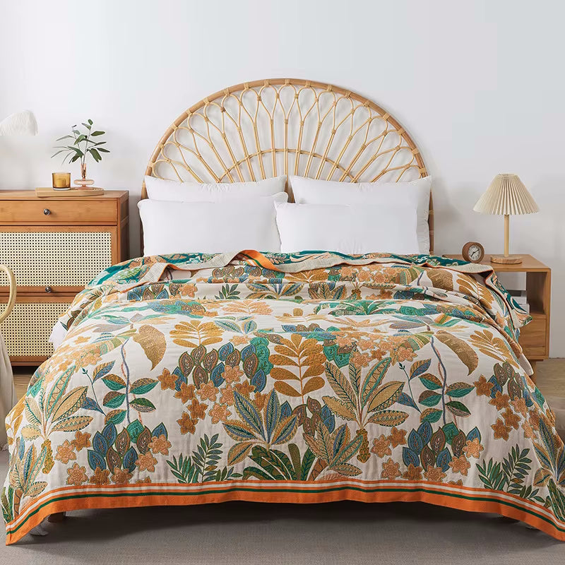 Emerald Eden Reversible Baumwollquilt Coverlet Leichte Bettwäsche