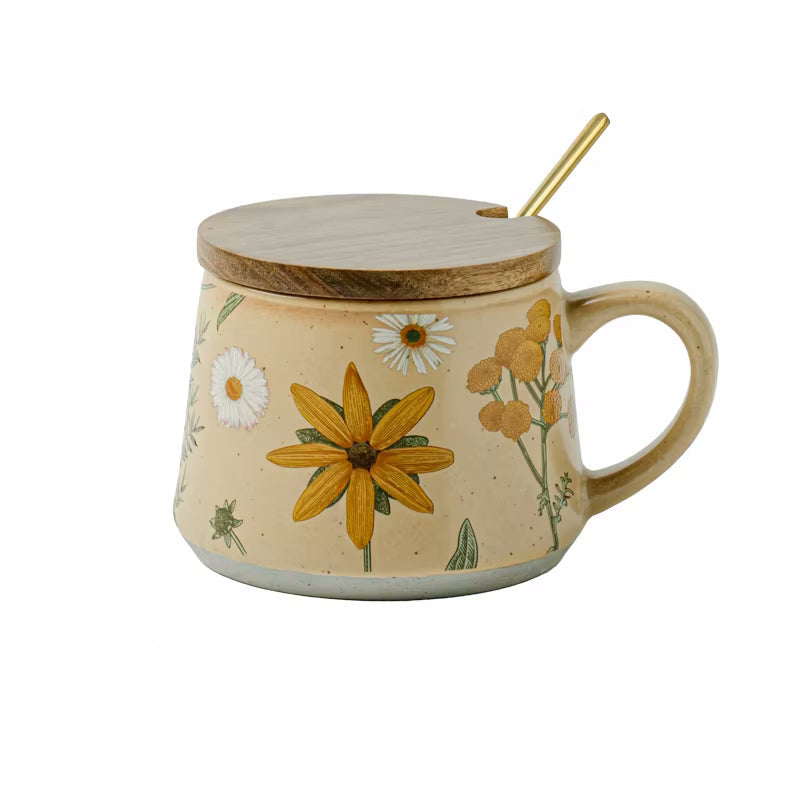 Verzaubernde Botanicals Keramikbecher, Lid & Spoon Set