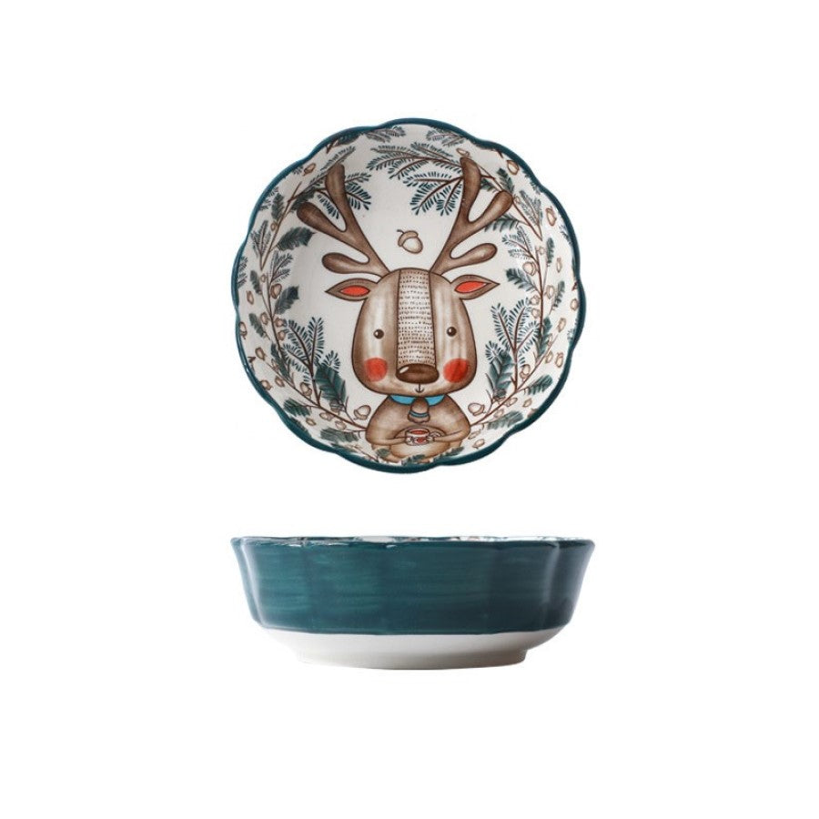 Entzückende Nordic Forest Freunde Keramik Scalloped Bowls