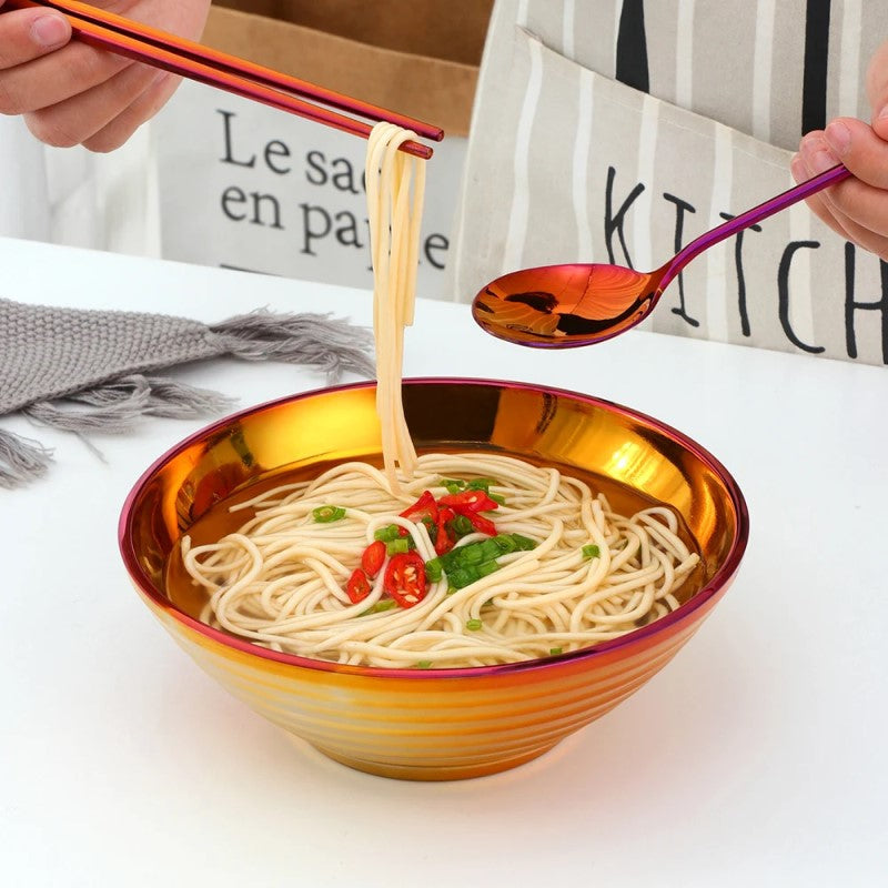 Glam Edelstahl Insulated Bunte Nudelschalen Sets mit Utensilien