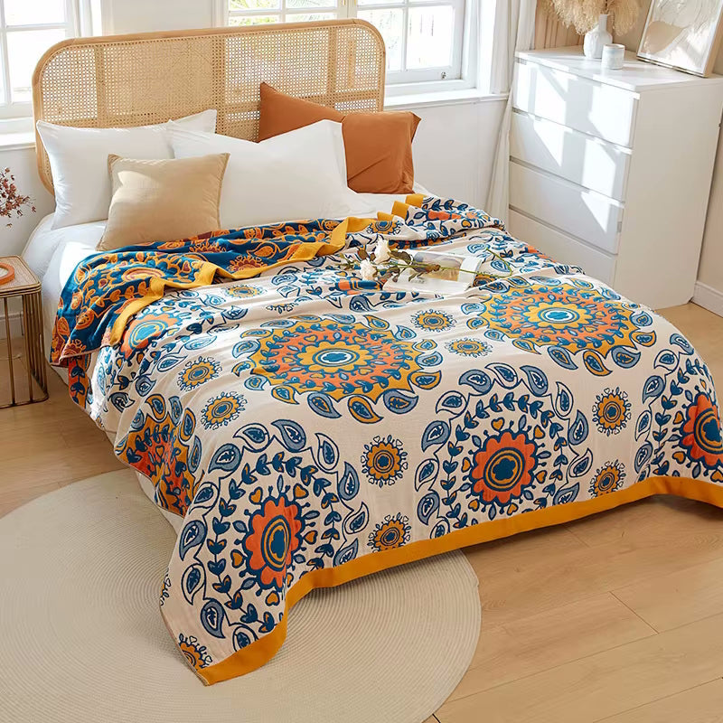 Regal Blumen Reversible Cotton Steppdecke Coverlet Leichte Bettwäsche
